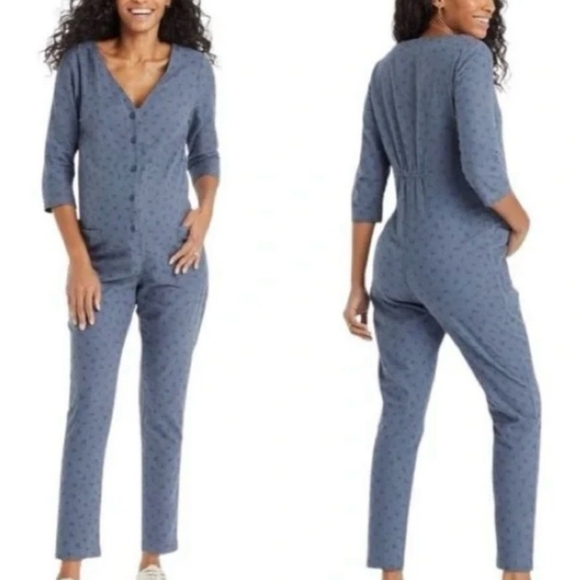 The Nines by Hatch Blue Maternity Jumpsuit Size Small NWT - Picture 1 of 9